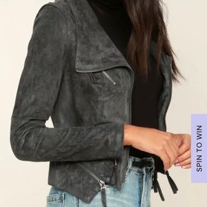 Lulus “Ready for Anything” suede Moto jacket